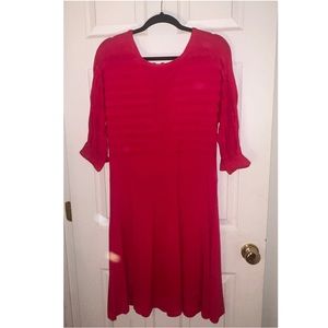 Eliza J Sweater Dress Elbow Sleeve Fit & Flare Hot Pink | Plus Size